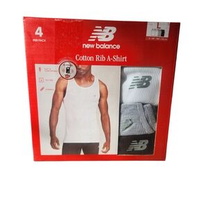 New Balance Men's Cotton Rib A-Shirt - White and Gray Pack